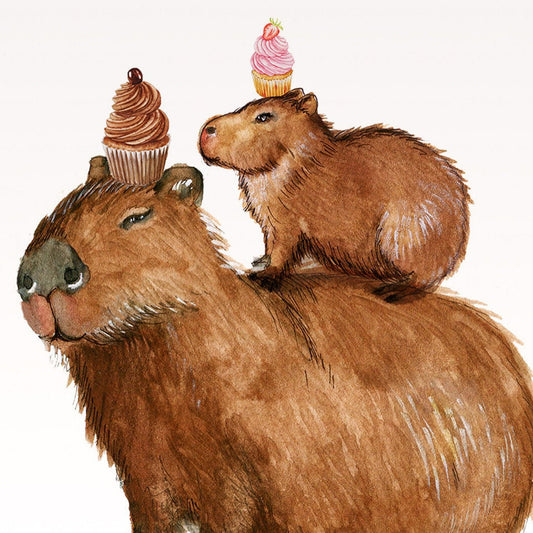 Capybara Birthday Card For Friends - Capy Birthday Puns - Mom And Baby Birthday Cards Funny