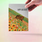 Grizzly Bears Birthday Card For Mom - Spring Poppy Flower Field Baby bear