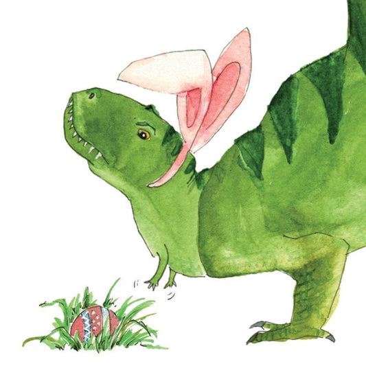 T Rex Dinosaur Funny Easter Card Set - Easter Egg Hunting Happy Easter Cards Pack For Kids