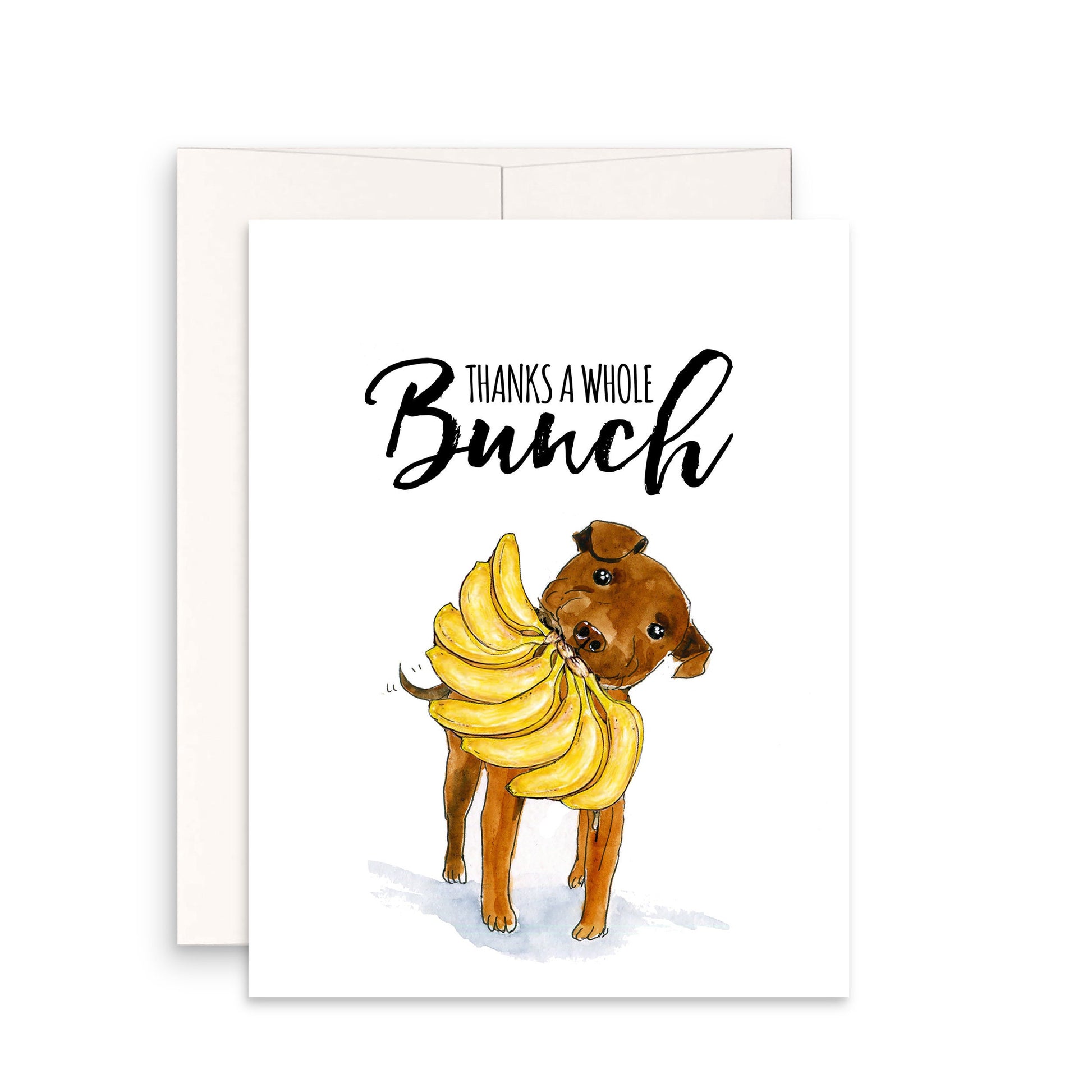 Pitbull Funny Thank You Cards From Dog - Thanks A Whole Banana Bunch