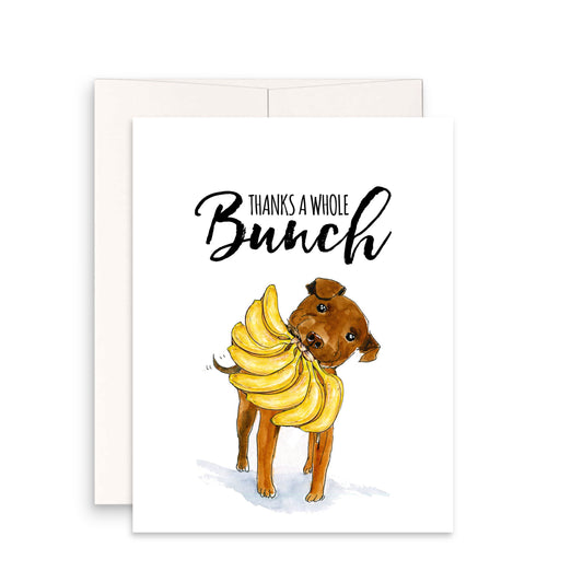 Pitbull Funny Thank You Cards From Dog - Thanks A Whole Banana Bunch