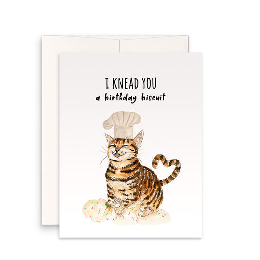 Funny Birthday Card From Cat Chef - Tabby Cat Knead Cake