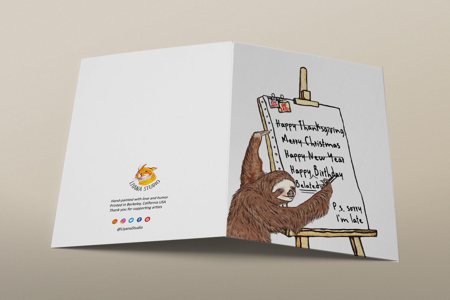 Sloth Late Birthday Card Funny - Sorry I am Late - Happy Belated Birthday Gift