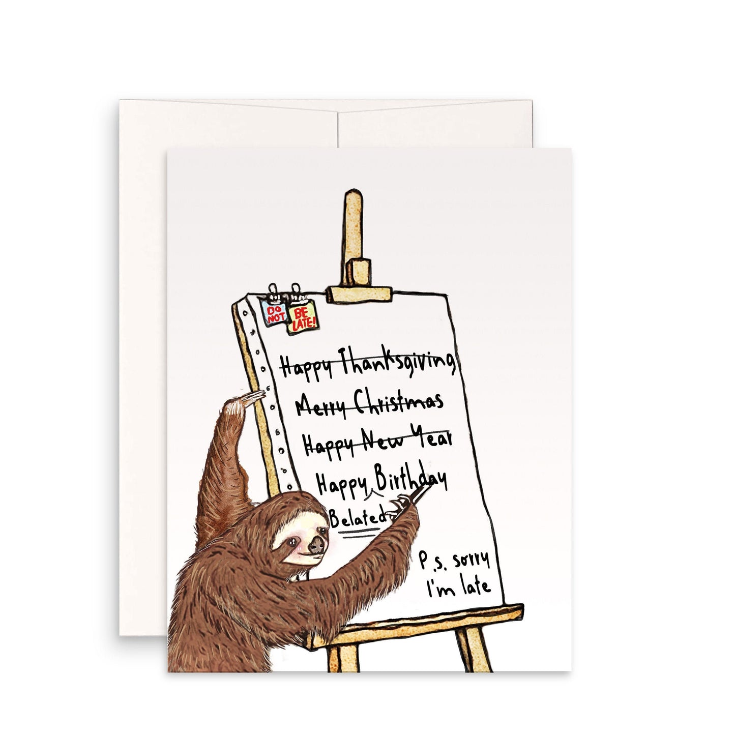 Sloth Late Birthday Card Funny - Sorry I am Late - Happy Belated Birthday Gift