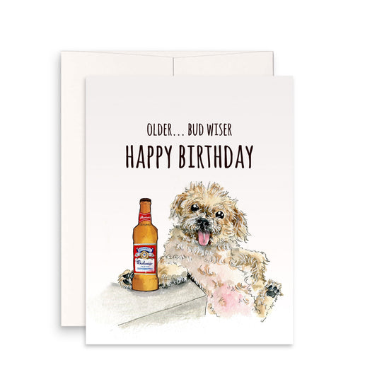 Budweiser Beer Birthday Card Funny - Older But Wiser