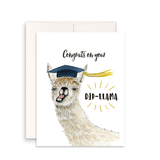 Diploma Llama High School Graduation Cards Funny - College Graduation Gift For Him - Congratulations Card For Daughter