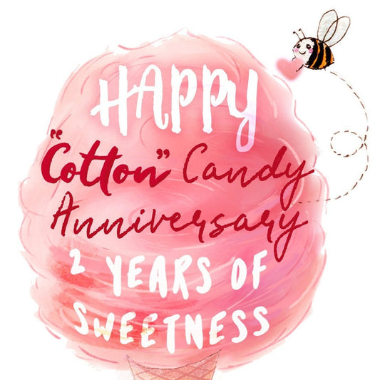 2nd Anniversary Card Cotton Candy - 2 Years of Sweetness - Funny Anniversary Cards For Boyfriend