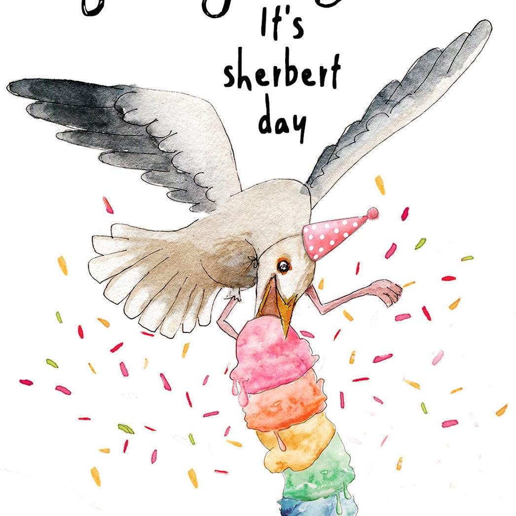 Seagull Girl Friend Birthday Cards Funny - You Go Gull It's Sherbert Day