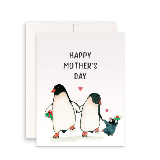 Penguin Mothers Day Card From Husband And Kid - Baby Mom Dad Card For New Parents