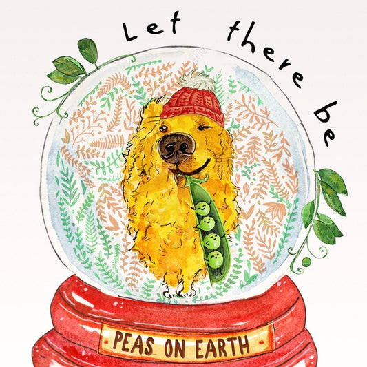 Funny Christmas Cards - Peas On Earth For Golden Retriever Dogs Lovers Gifts