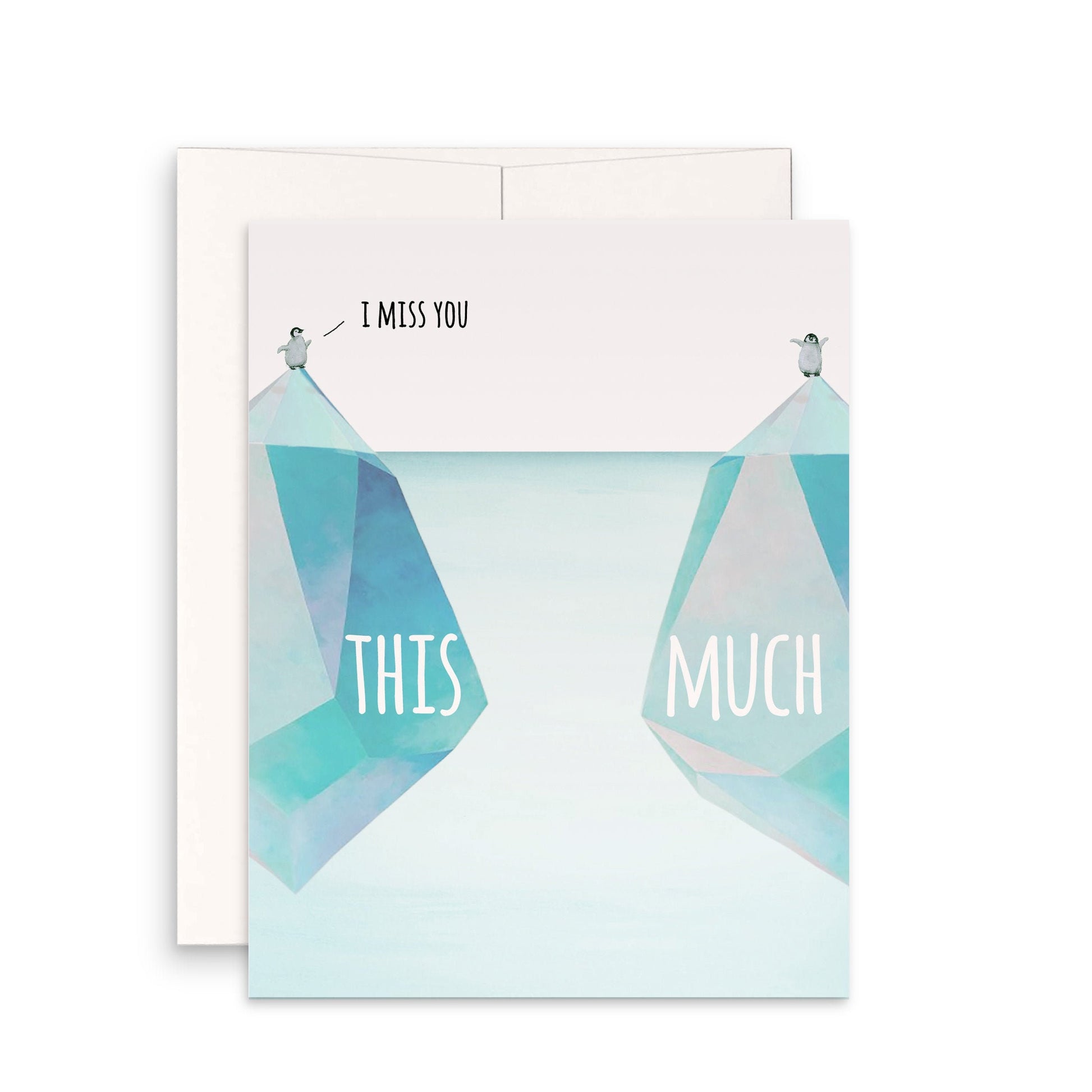 Penguins Miss You Card For Best Friends - Long Distance Relationship Gifts For Boyfriend - Penguin Love Card