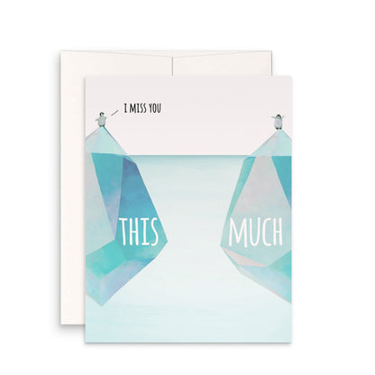 Penguins Miss You Card For Best Friends - Long Distance Relationship Gifts For Boyfriend - Penguin Love Card
