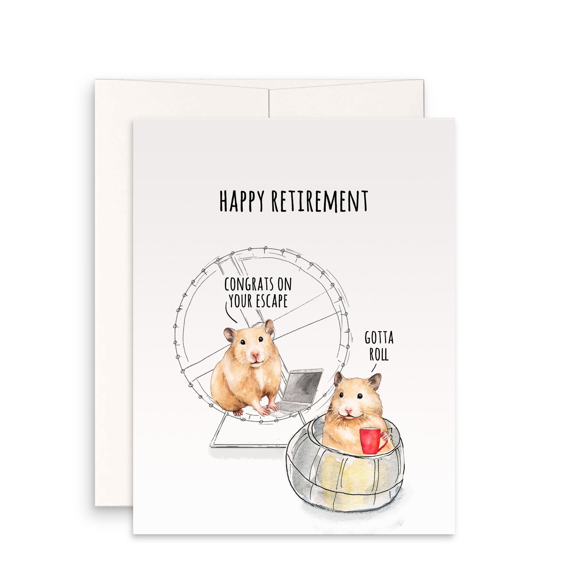 Hamster Happy Retirement Card - Coworker Leaving Farewell Cards - Congrats On Your Escape