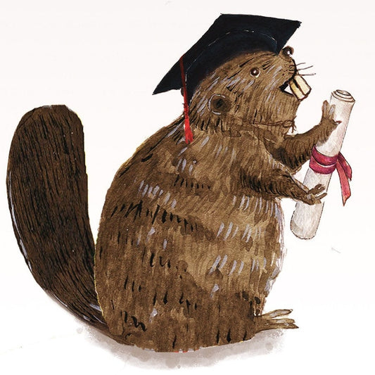 Beaver Funny Graduation Card For Son - Oh Damn Proud Of You Graduation Gifts - Congratulations Cards