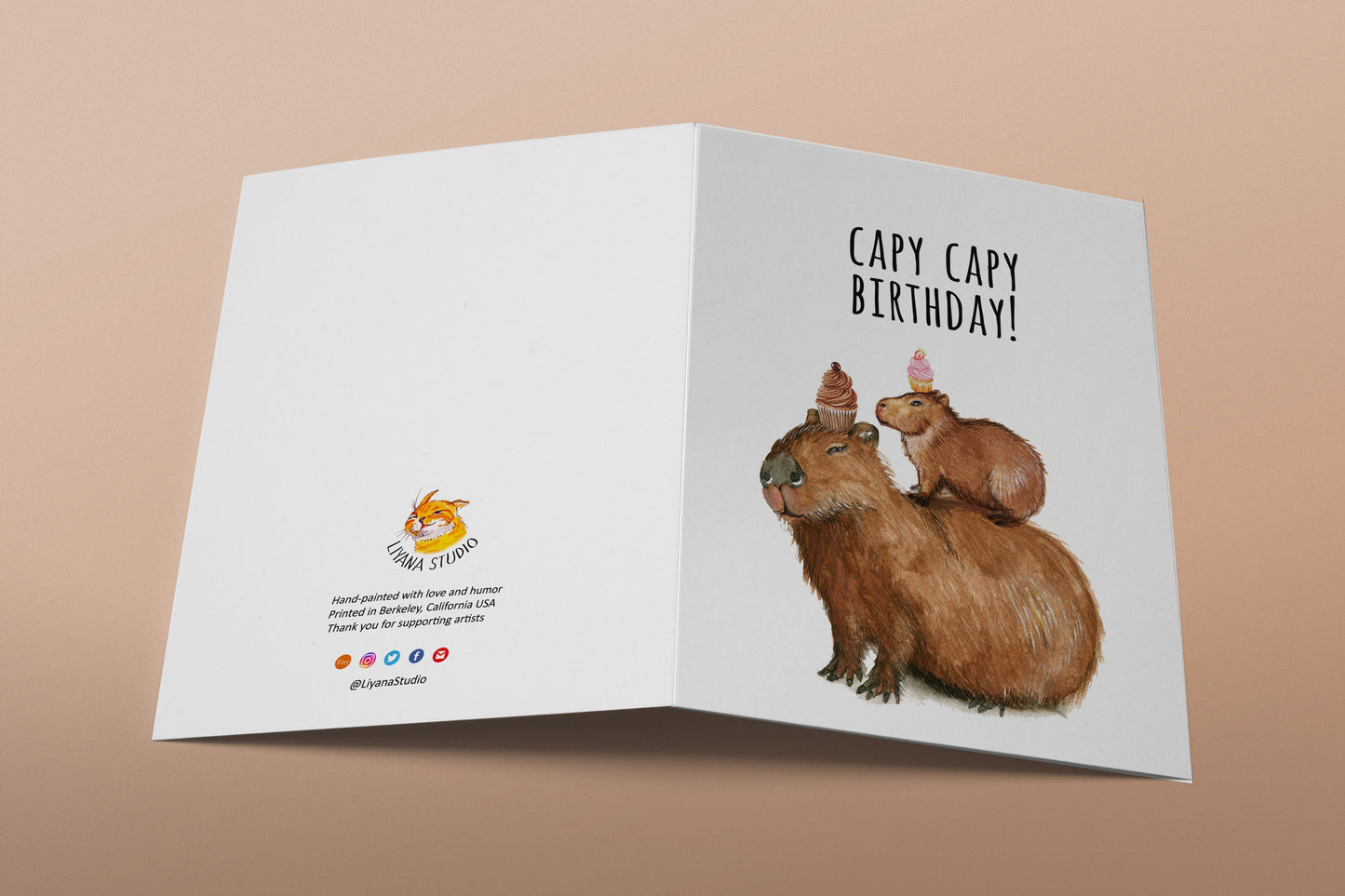 Capybara Birthday Card For Friends - Capy Birthday Puns - Mom And Baby Birthday Cards Funny