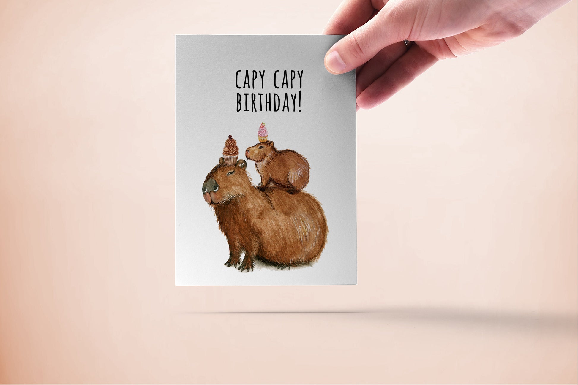 Capybara Birthday Card For Friends - Capy Birthday Puns - Mom And Baby Birthday Cards Funny