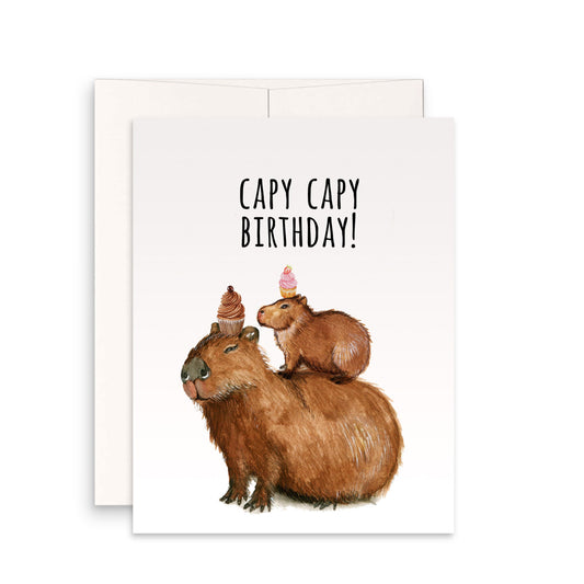 Capybara Birthday Card For Friends - Capy Birthday Puns - Mom And Baby Birthday Cards Funny