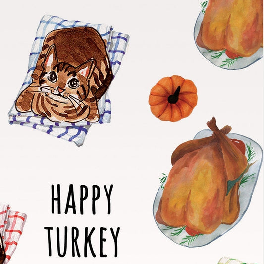 Cat Thanksgiving Cards Funny - Tabby Cats Lovers Thanksgiving Holiday Greeting Card Set For Best Friend