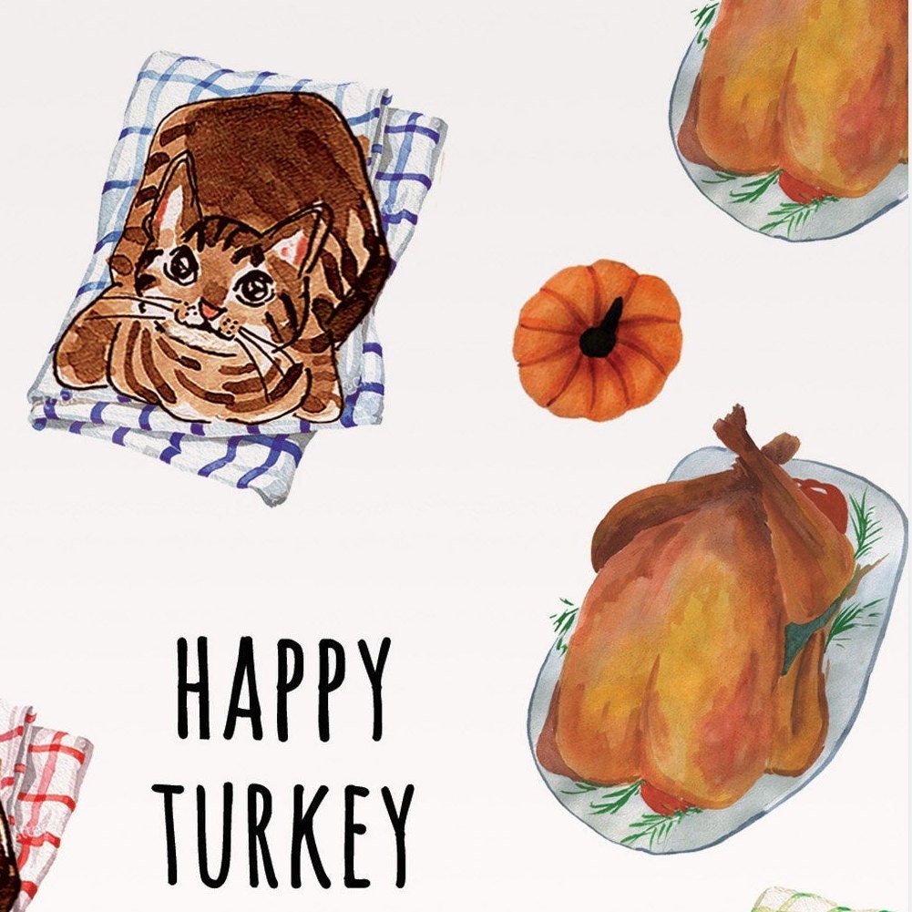Cat Thanksgiving Cards Funny - Tabby Cats Loaf Thanksgiving Turkey Dinner