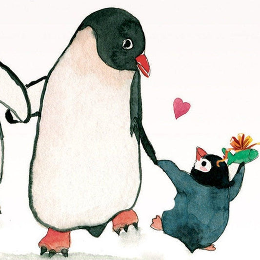 Penguin Mothers Day Card From Husband And Kid - Baby Mom Dad Card For New Parents