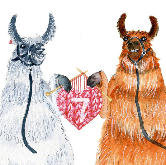 Llamas 7th Wool Anniversary Card For Husband - I Wool Always Love You - Funny Anniversary Cards For Him