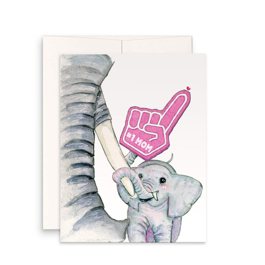 Mom And Baby Elephant Mothers Day Card Funny - Best Mom Gift Foam Finger Cheerleader
