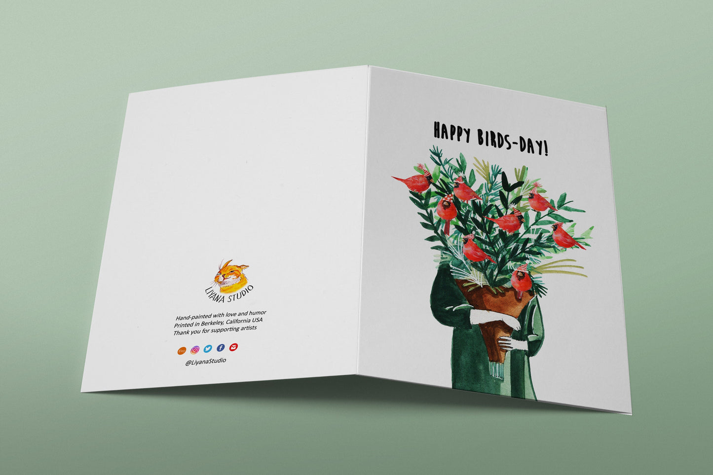 Cardinal Bird Birthday Cards For Mom - Happy Birds Day Floral Birthday Gift For Her