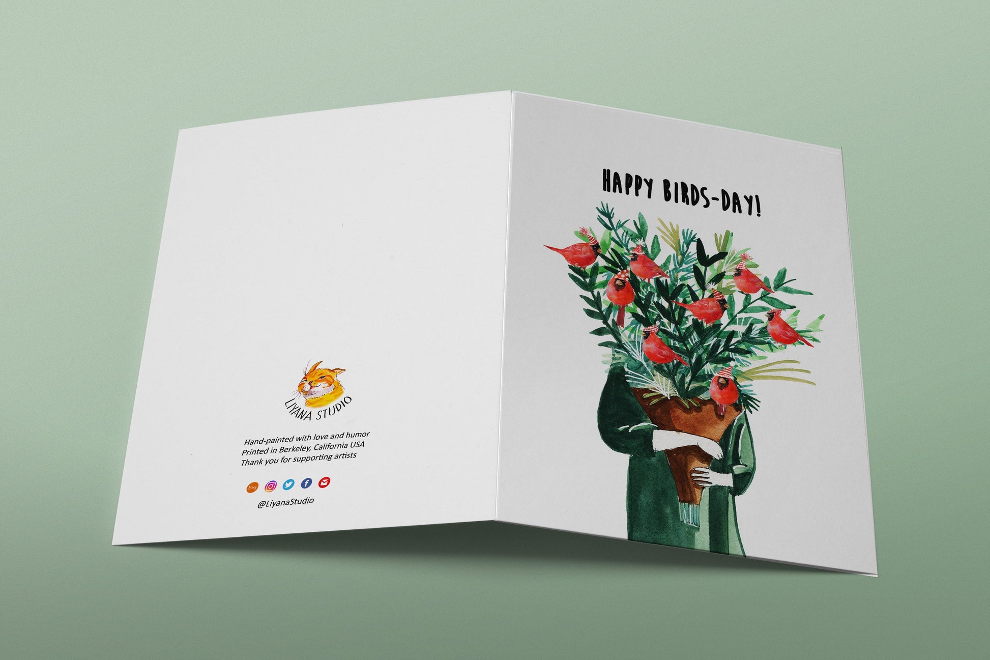 Cardinal Bird Birthday Cards For Mom - Happy Birds Day Floral Birthday Gift For Her