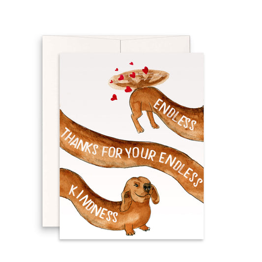 Wiener Dog Funny Thank You Cards Pack - Endless Thanks For Kindness Gift