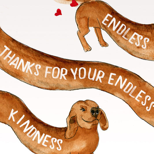 Wiener Dog Funny Thank You Cards Pack - Endless Thanks For Kindness Gift