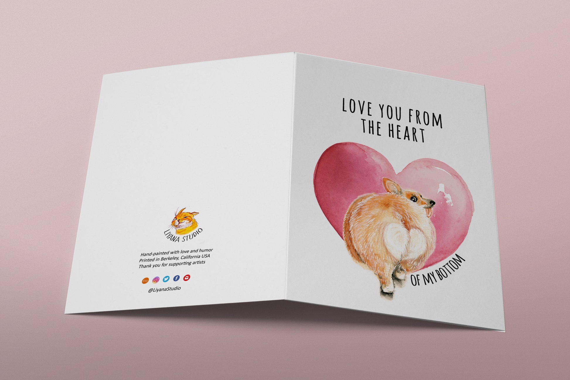 Corgi Butt Funny Anniversary Card For Boyfriend - Love Card From The Dog - Love You From The Heart Of My Bottom