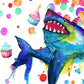 Shark Birthday Cupcake Sprinkle Greeting Card