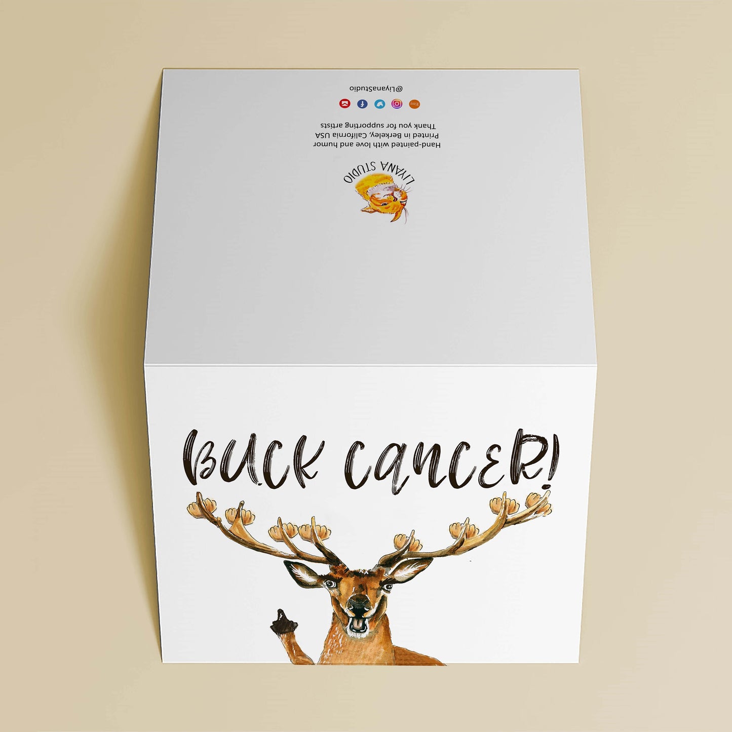 Fuck Cancer Card, Funny Deer Buck Off Get Well Soon Card