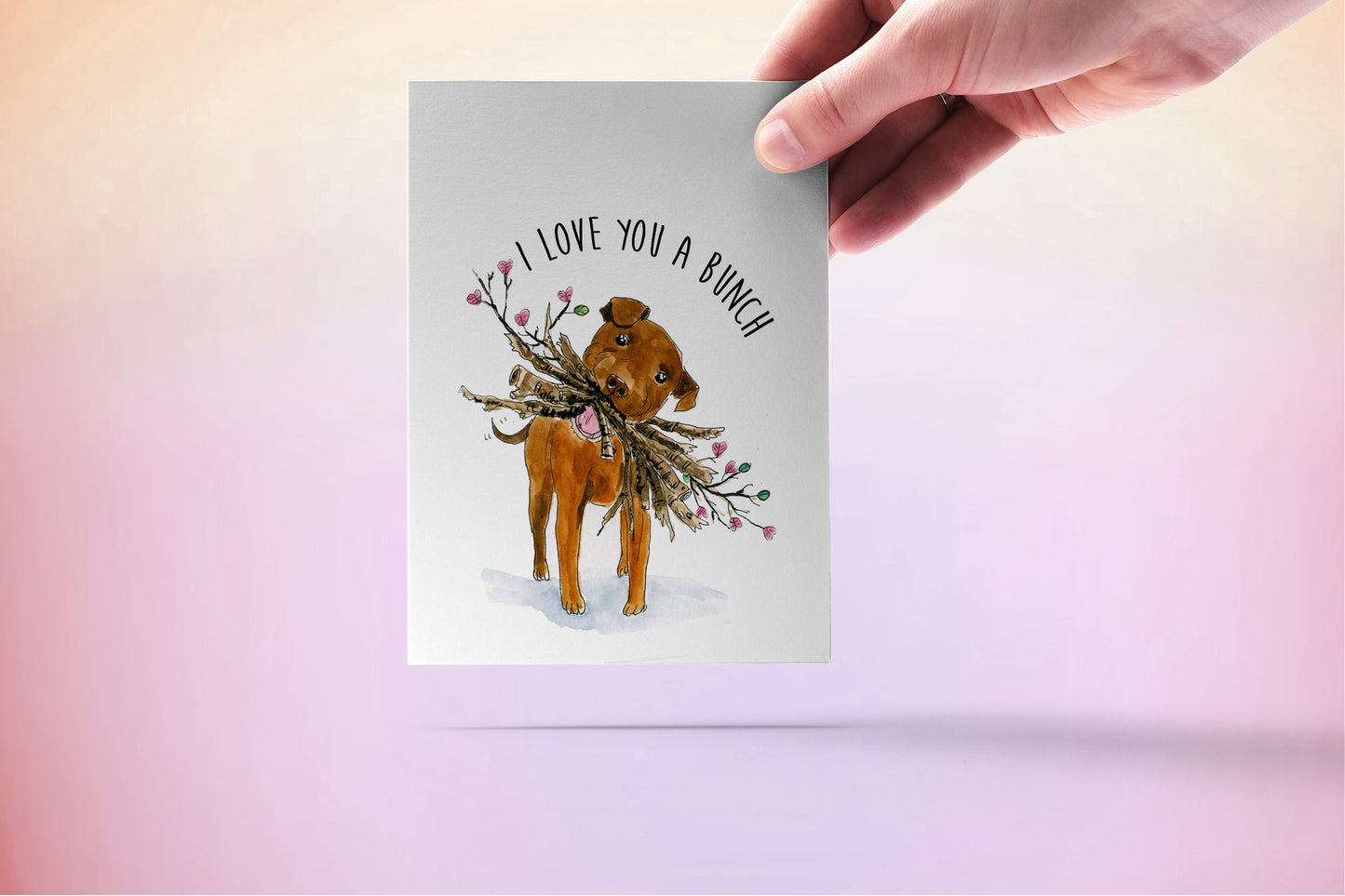 Pitbull Dog Love Card - Pitbull Mom Valentines Day Card For Her - I Love You A Bunch Dog Lover Gifts From The Dog