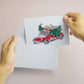 Funny Dog And Cat Christmas Tree Card, Bring Christmas Tree Home Holiday Spirit, Funny Cat Driver Card Winter Season Snowy Christmas Night