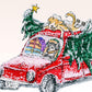 Funny Dog And Cat Christmas Tree Card, Bring Christmas Tree Home Holiday Spirit, Funny Cat Driver Card Winter Season Snowy Christmas Night