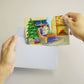 Cozy Warm Dog Sleepy Cat on Laps Hot Tea Fireplace Christmas Tree Christmas Eve Snow Watercolor Winter Holiday Funny Cute Greeting Card