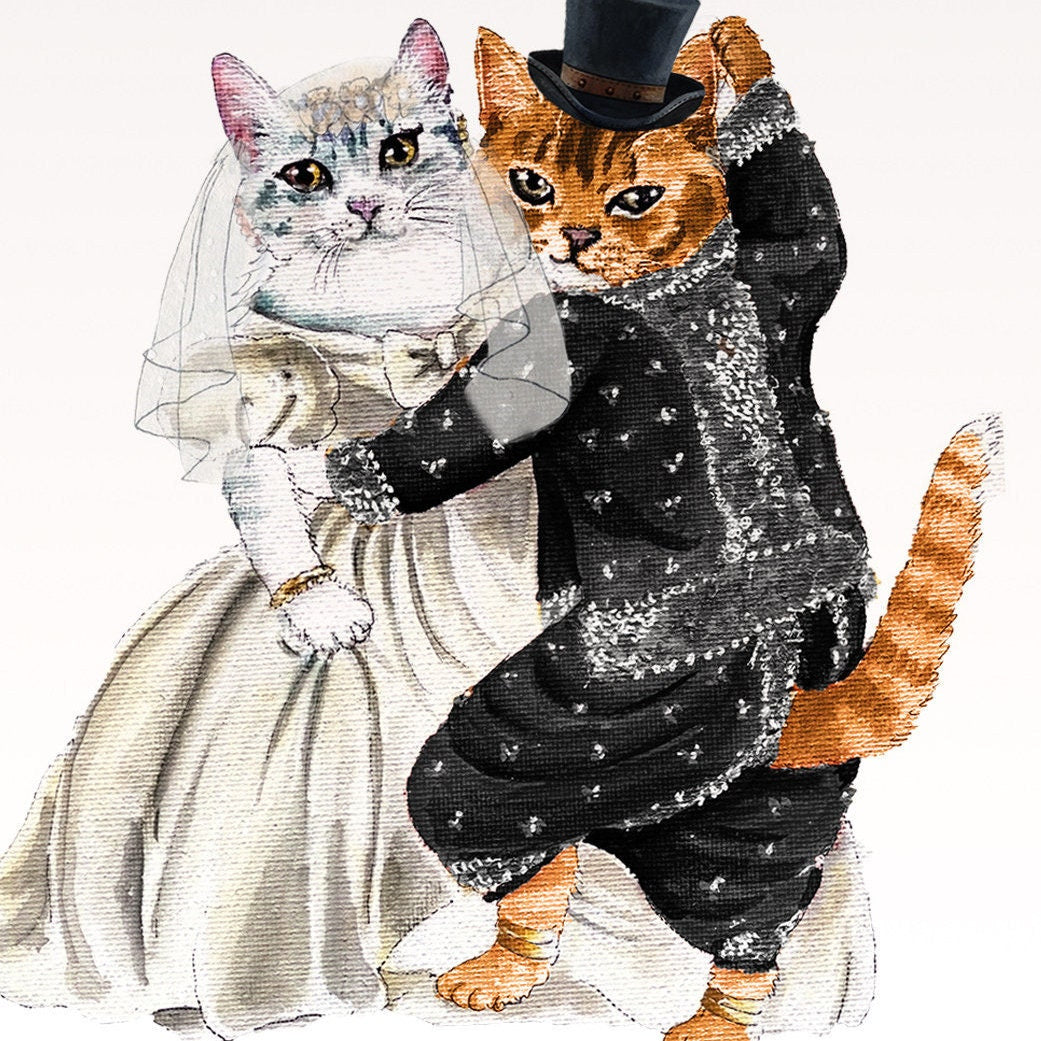 Cat Royal Wedding Card Funny - Just Married Couples First Dance