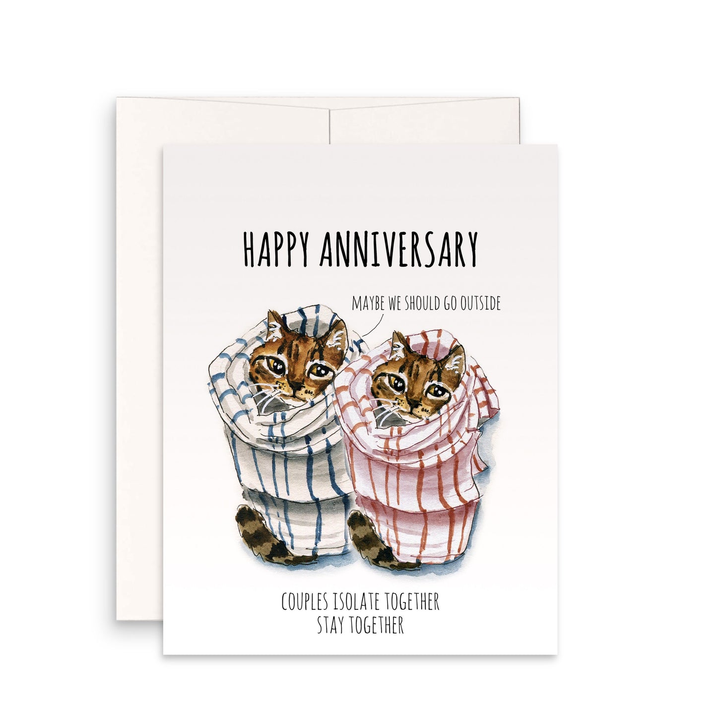 Funny Isolate Anniversary Card, Cat Burrito Quarantine Card For husband