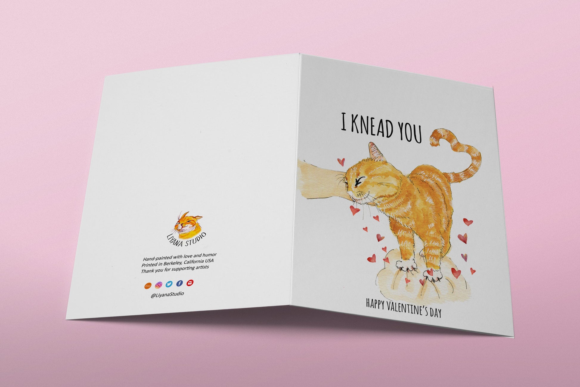 Funny Cat Valentines Card For Husband - Orange Cat Knead Your Love