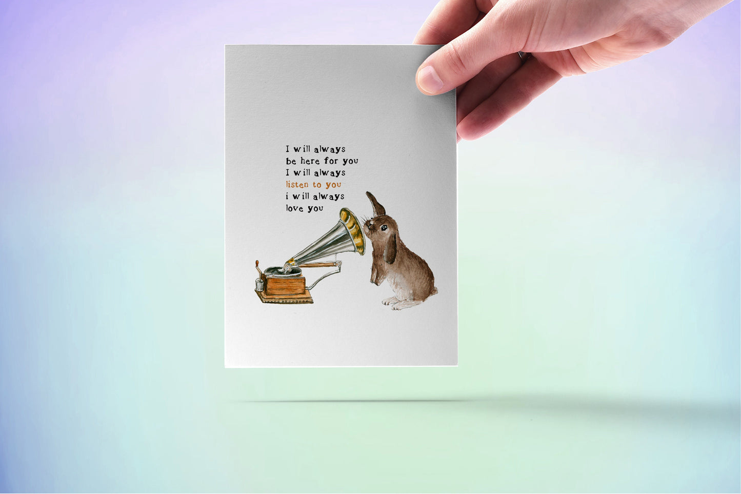 Bunny Valentines Card For Her - Rabbit love Anniversary card For Boyfriend - I will Listen To You Love Gift From Him