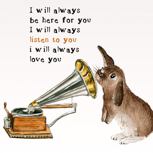 Bunny Valentines Card For Her - Rabbit love Anniversary card For Boyfriend - I will Listen To You Love Gift From Him