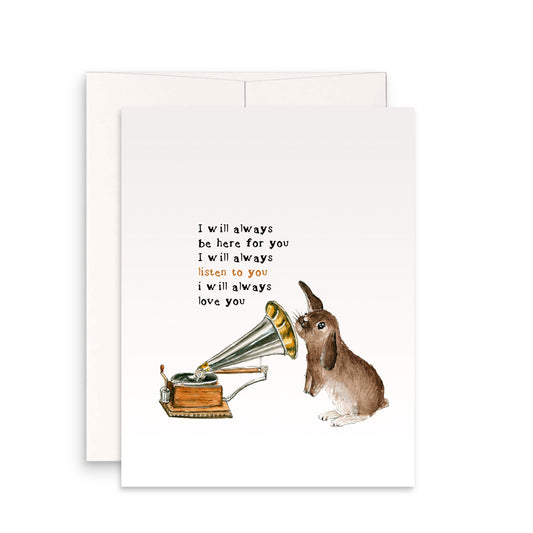 Bunny Valentines Card For Her - Rabbit love Anniversary card For Boyfriend - I will Listen To You Love Gift From Him