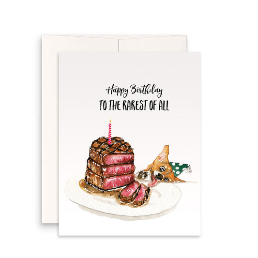 Funny Birthday Card For Corgi Mom - Steak Cake