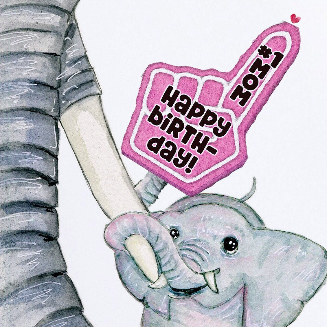 Elephant New Mum Happy Birthday Mom Birthday Card – Liyana Studio