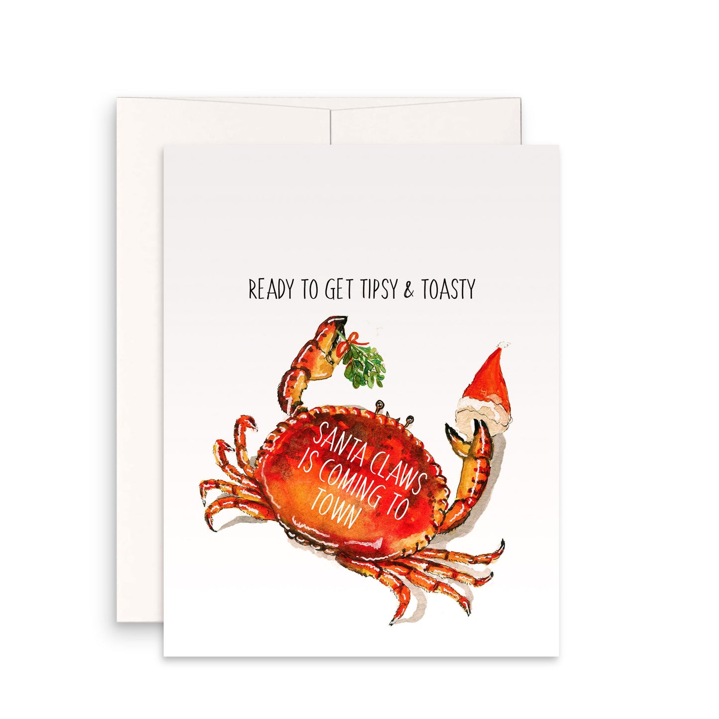 Funny Crab Santa Claws Christmas Card, Funny Holidays Card, Mistletoe Christmas Card, Christmas Humor, Funny Xmas Card Christmas Party Drink