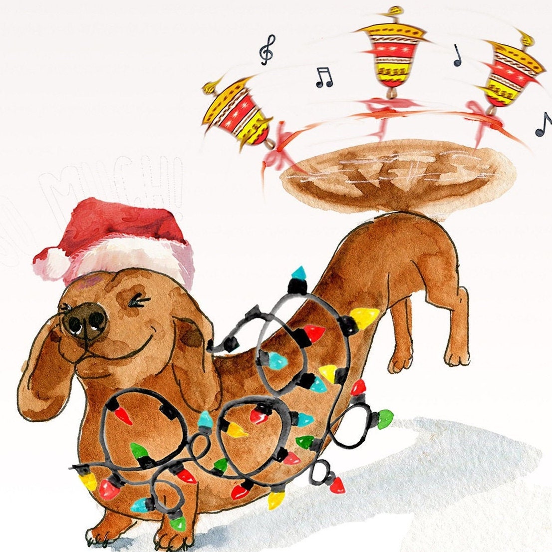 Dachshun Christmas Card Funny - Wiener Dog Jingle All The Way