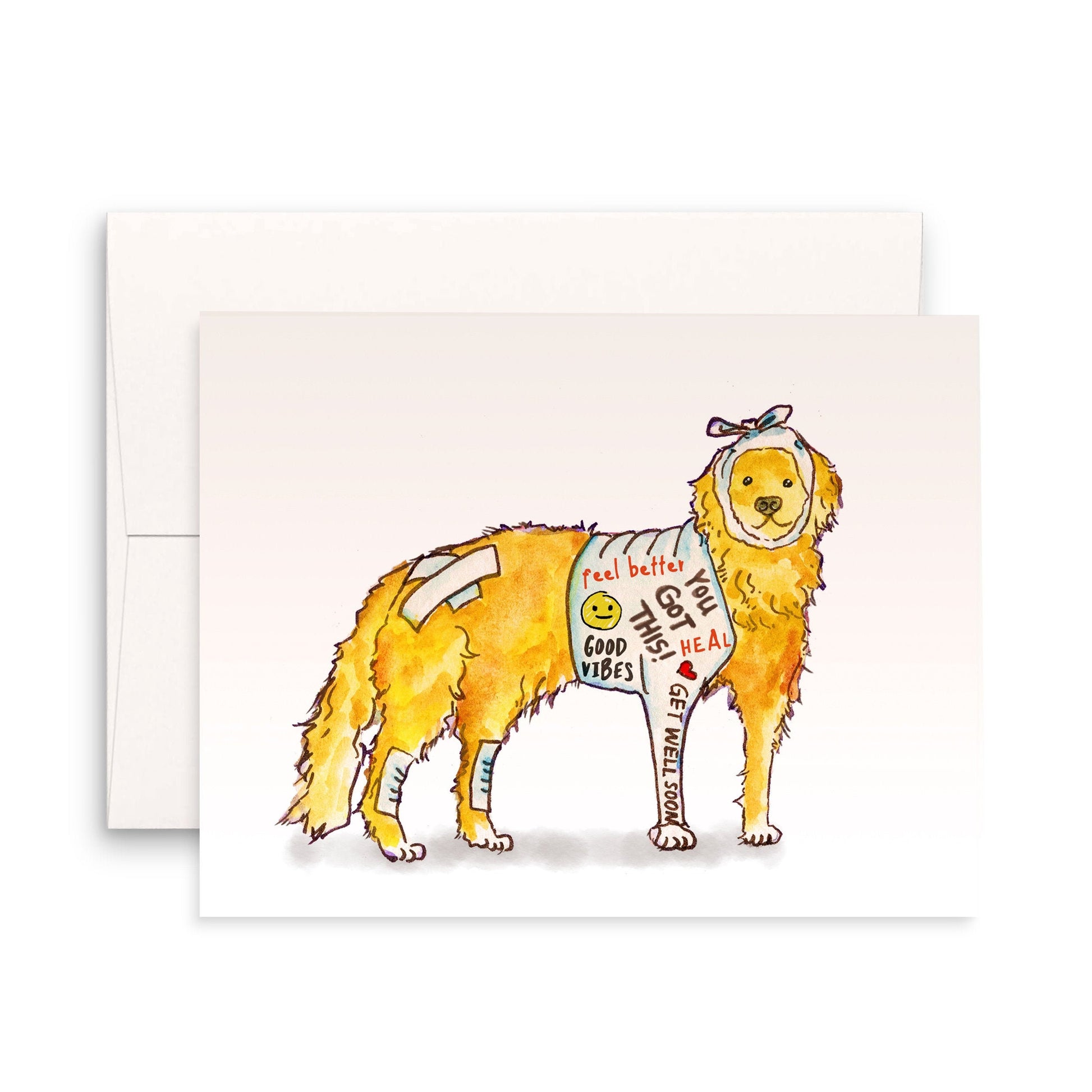 Get Well Soon Card, Funny Golden Retriever Dog Greeting Card, Feel Better Card Funny Get Well Card Get Better Golden Retriever Card Sympathy
