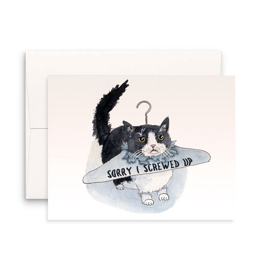 Sorry Card For Girlfriend - Apology Tuxedo Cat - I'm Sorry I Screwed Up