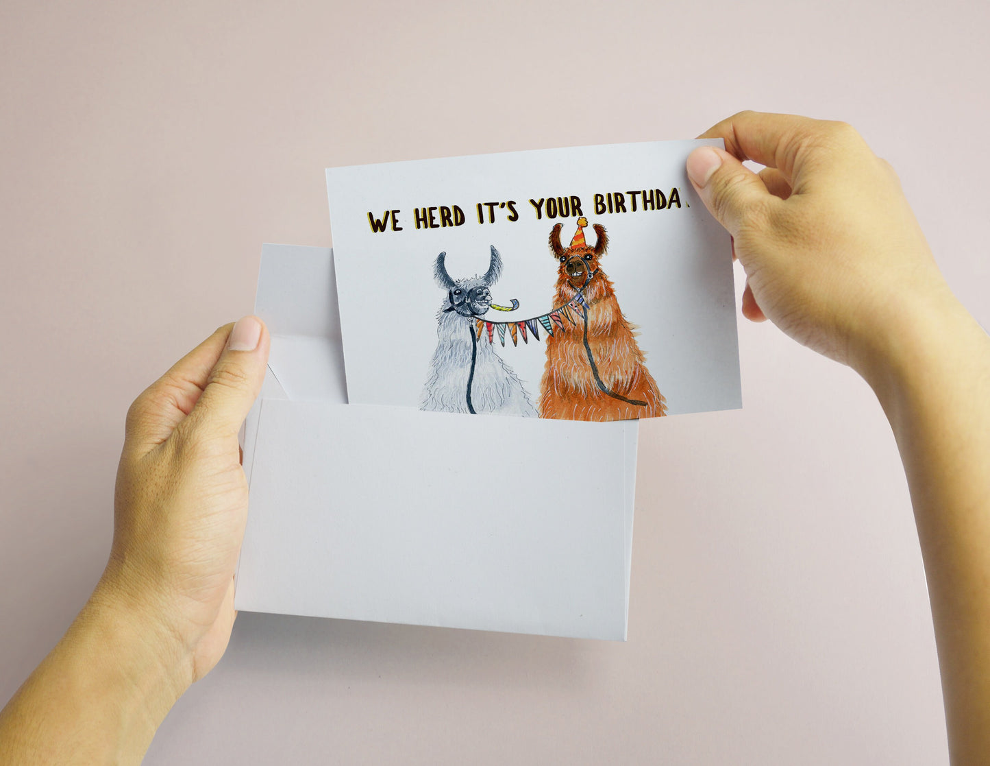 Llamas Couple Funny Birthday Card For Friend - We Herd It's Your Birthday